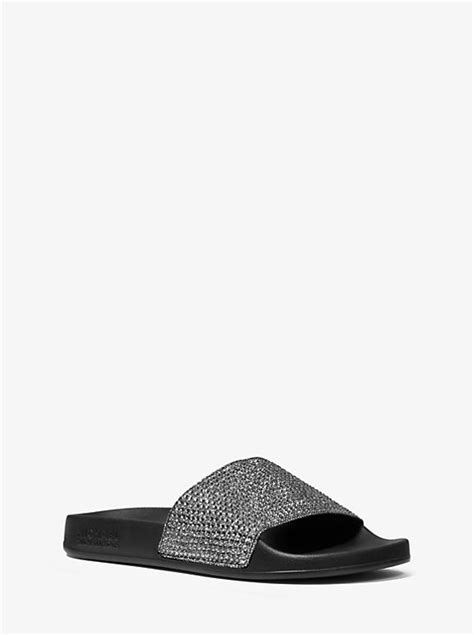 michael kors gilmore crystal-embellished slide|Gilmore Crystal Embellished Slide Sandal .